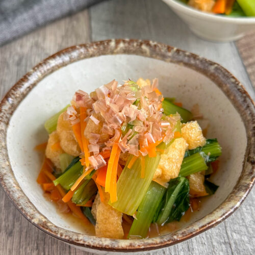 レンジで簡単♩小松菜と油揚げのお浸し
