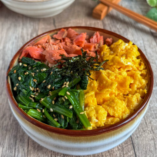 栄養満点♩塩鮭３色丼