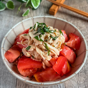 レンジで簡単♩ささみとトマトのさっぱりあえ